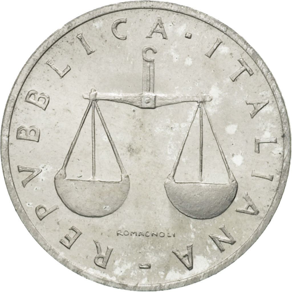 Italy Coin 1 Lira | Cornucopia | Scale | Horn of Plenty | KM91 | 1951 - 2001