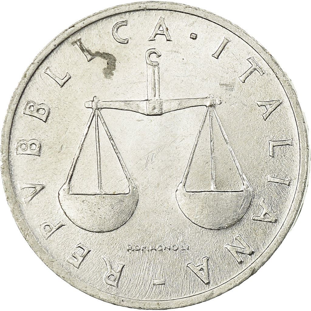 Italy Coin 1 Lira | Cornucopia | Scale | Horn of Plenty | KM91 | 1951 - 2001