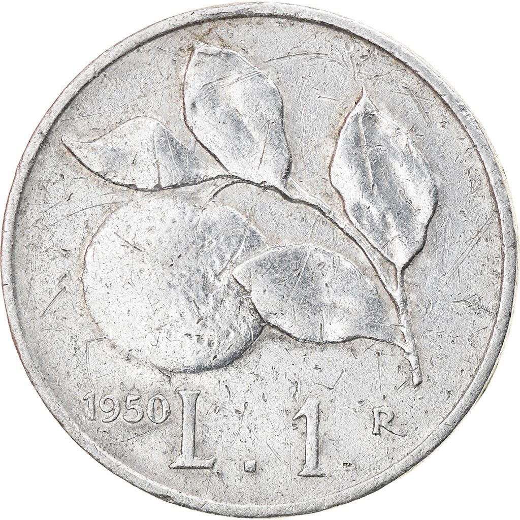 Italy Coin 1 Lira | Libertine | Wheat Sprigs | Fruit | KM87 | 1946 - 1950