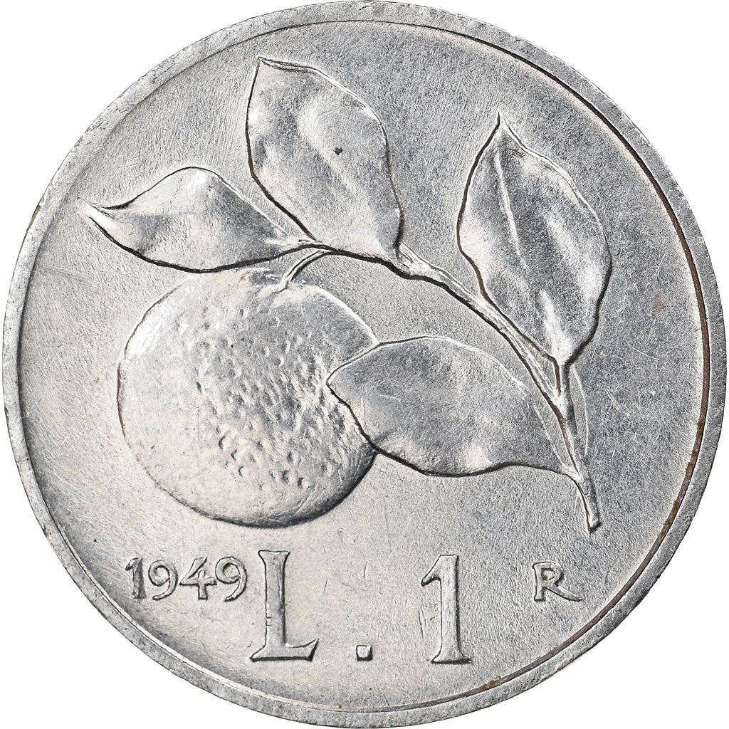 Italy Coin 1 Lira | Libertine | Wheat Sprigs | Fruit | KM87 | 1946 - 1950