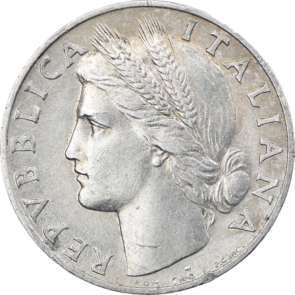 Italy Coin 1 Lira | Libertine | Wheat Sprigs | Fruit | KM87 | 1946 - 1950