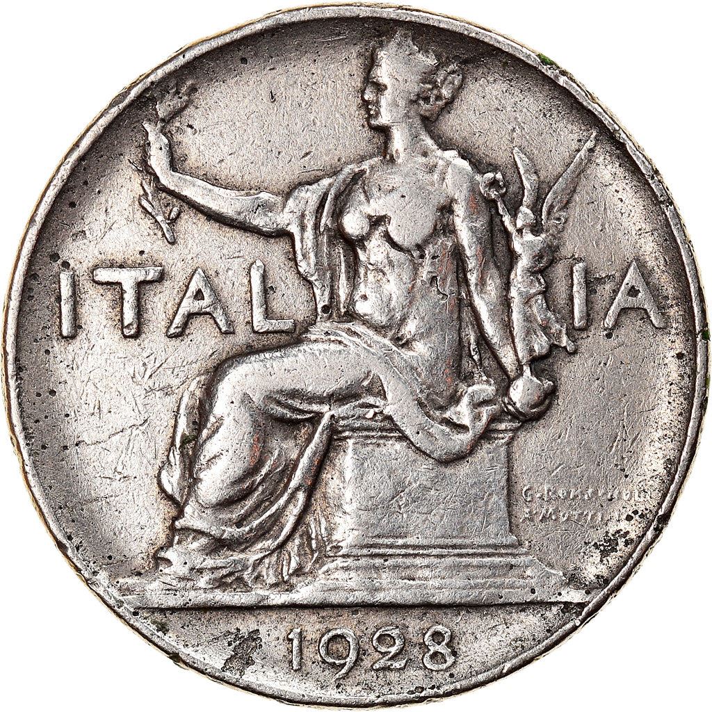 Italy Coin 1 Lira - Vittorio Emanuele III | Libertine | Savoy Shield | Olive | KM62 | 1922 - 1935