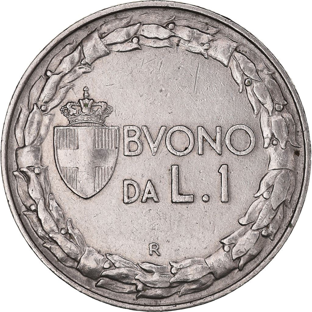 Italy Coin 1 Lira - Vittorio Emanuele III | Libertine | Savoy Shield | Olive | KM62 | 1922 - 1935