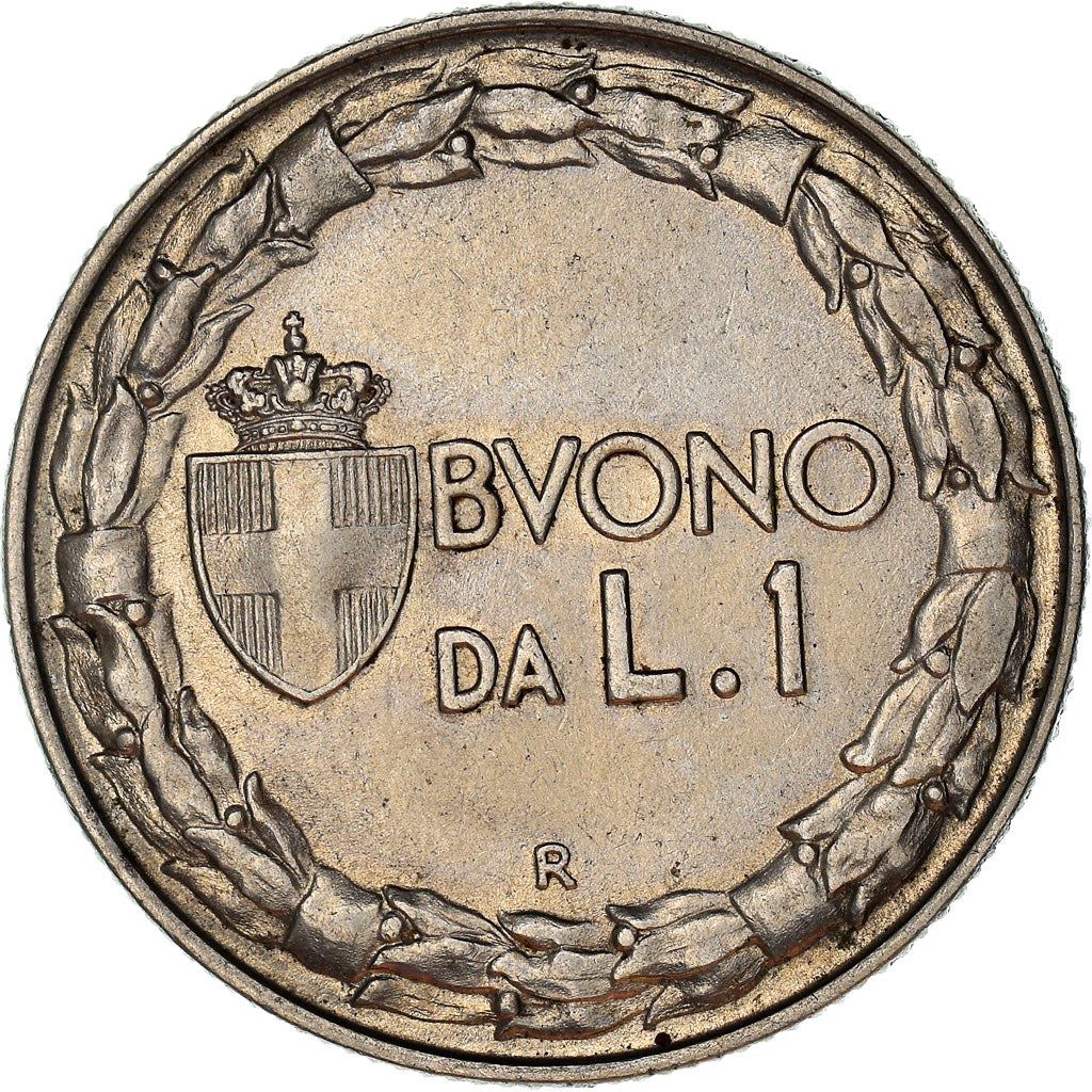 Italy Coin 1 Lira - Vittorio Emanuele III | Libertine | Savoy Shield | Olive | KM62 | 1922 - 1935