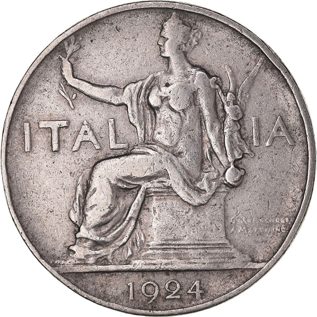 Italy Coin 1 Lira - Vittorio Emanuele III | Libertine | Savoy Shield | Olive | KM62 | 1922 - 1935