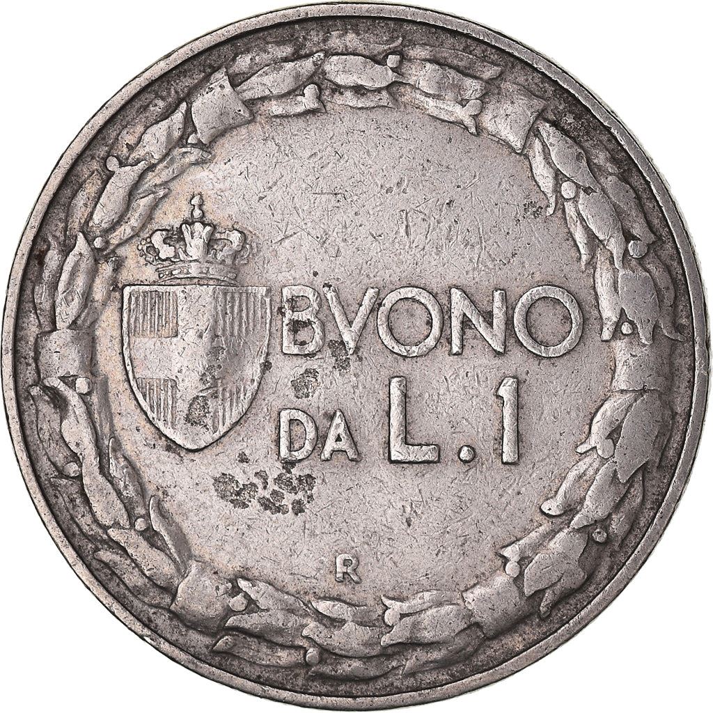 Italy Coin 1 Lira - Vittorio Emanuele III | Libertine | Savoy Shield | Olive | KM62 | 1922 - 1935