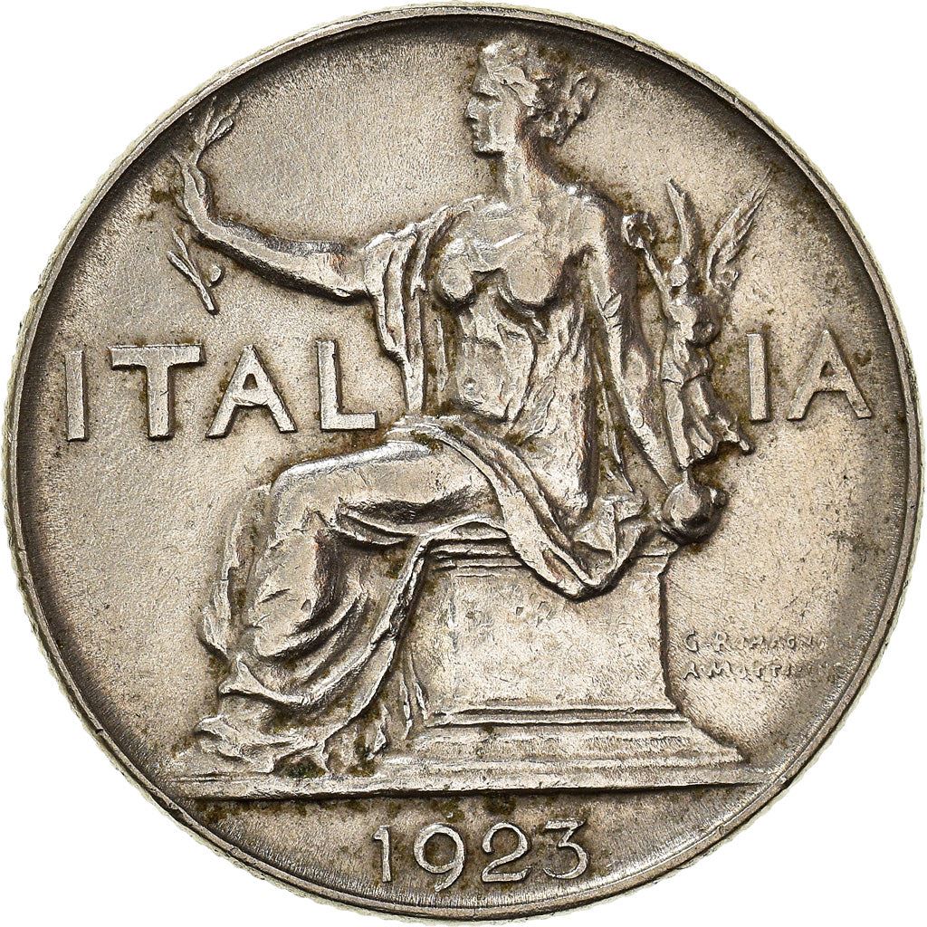 Italy Coin 1 Lira - Vittorio Emanuele III | Libertine | Savoy Shield | Olive | KM62 | 1922 - 1935