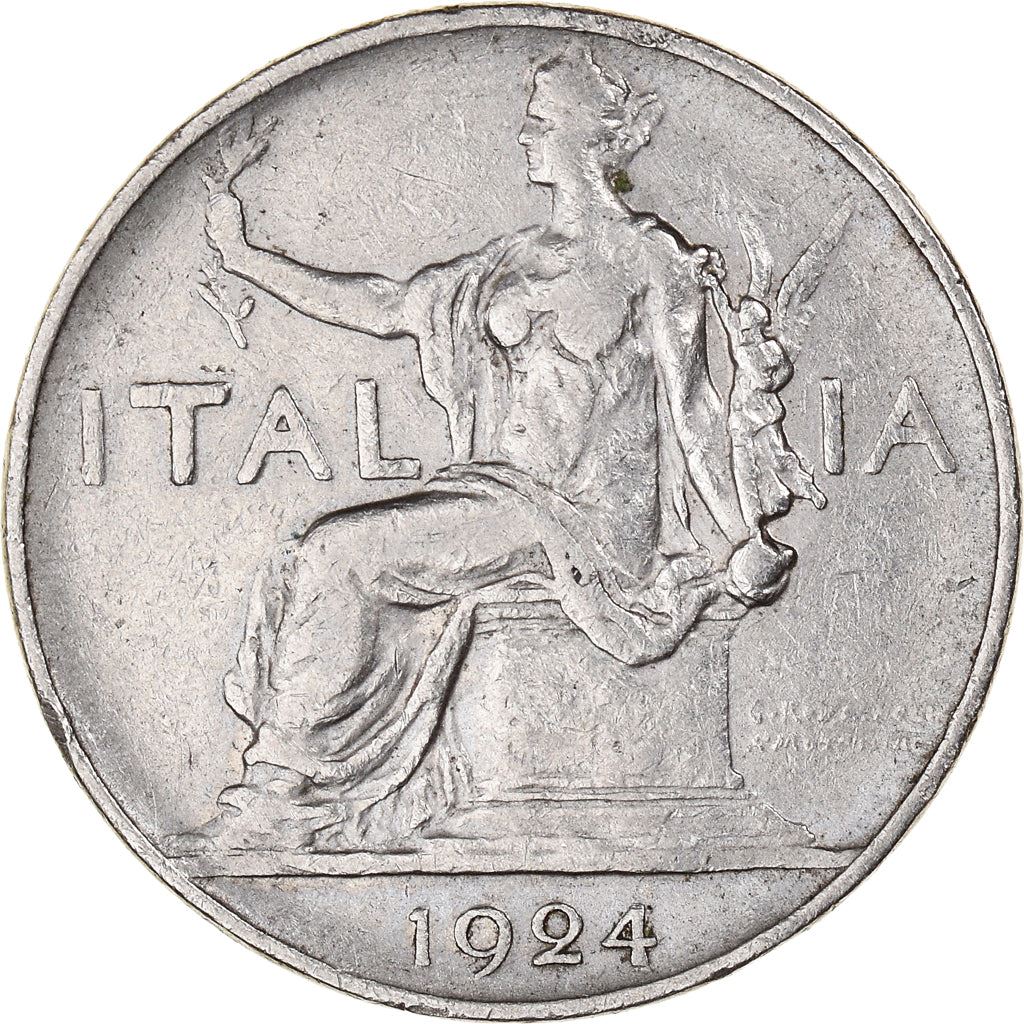 Italy Coin 1 Lira - Vittorio Emanuele III | Libertine | Savoy Shield | Olive | KM62 | 1922 - 1935