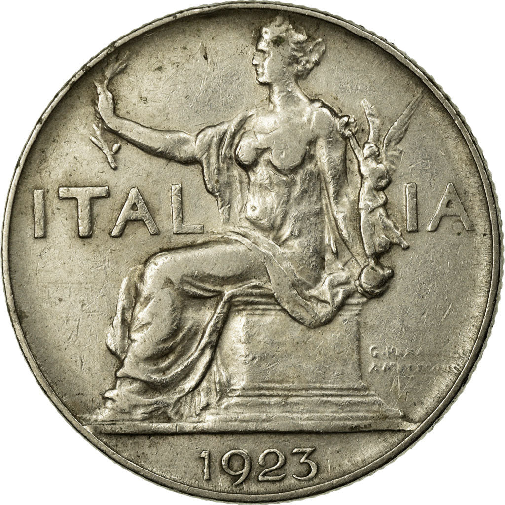 Italy Coin 1 Lira - Vittorio Emanuele III | Libertine | Savoy Shield | Olive | KM62 | 1922 - 1935