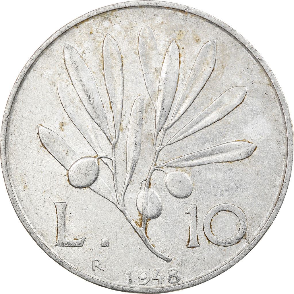 Italy Coin 10 Lire | Flying Pegasus | Olive Branch | Fruit | KM90 | 1946 - 1950