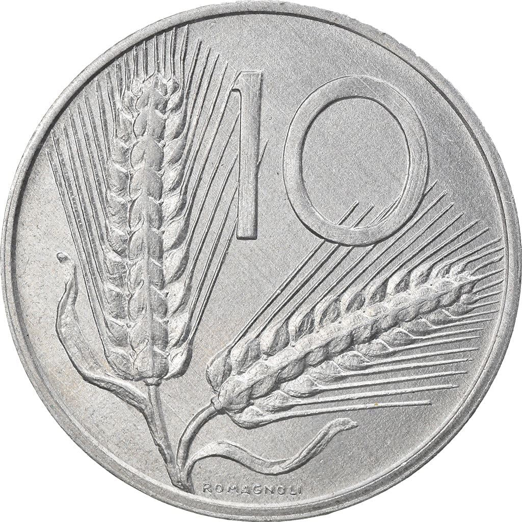 Italy Coin 10 Lire | Plough | Ears of Wheat | KM93 | 1951 - 2001