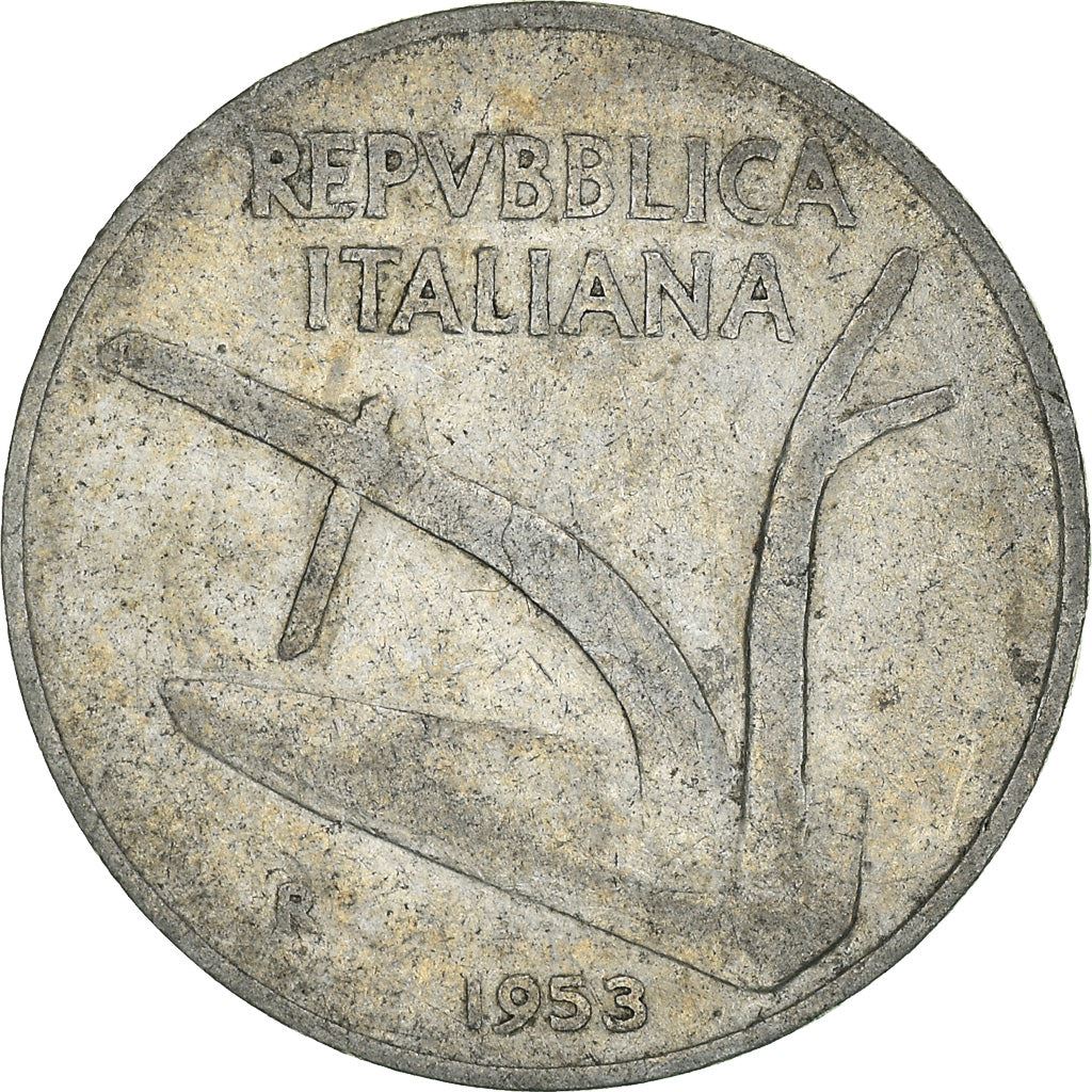 Italy Coin 10 Lire | Plough | Ears of Wheat | KM93 | 1951 - 2001