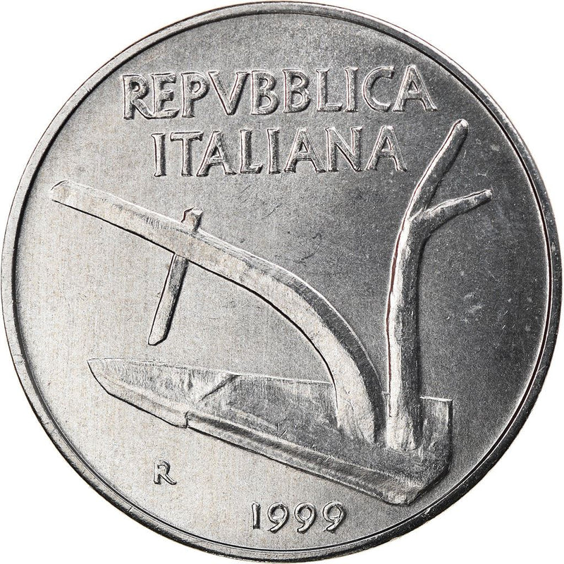 Italy Coin 10 Lire | Plough | Ears of Wheat | KM93 | 1951 - 2001