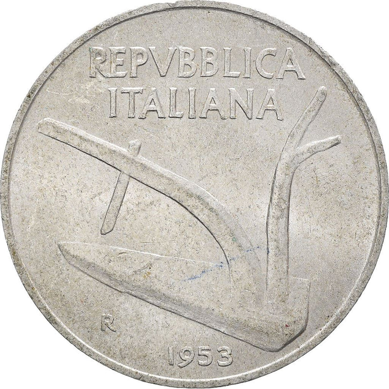 Italy Coin 10 Lire | Plough | Ears of Wheat | KM93 | 1951 - 2001