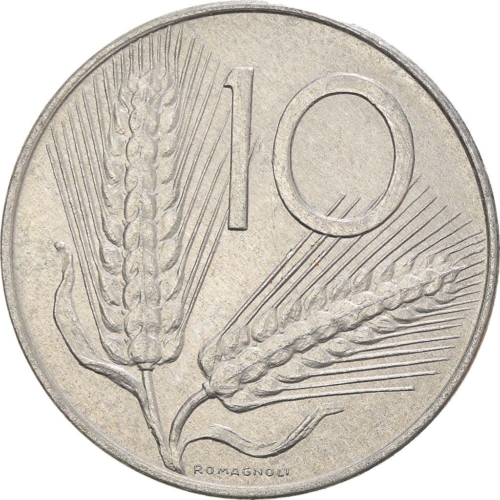 Italy Coin 10 Lire | Plough | Ears of Wheat | KM93 | 1951 - 2001