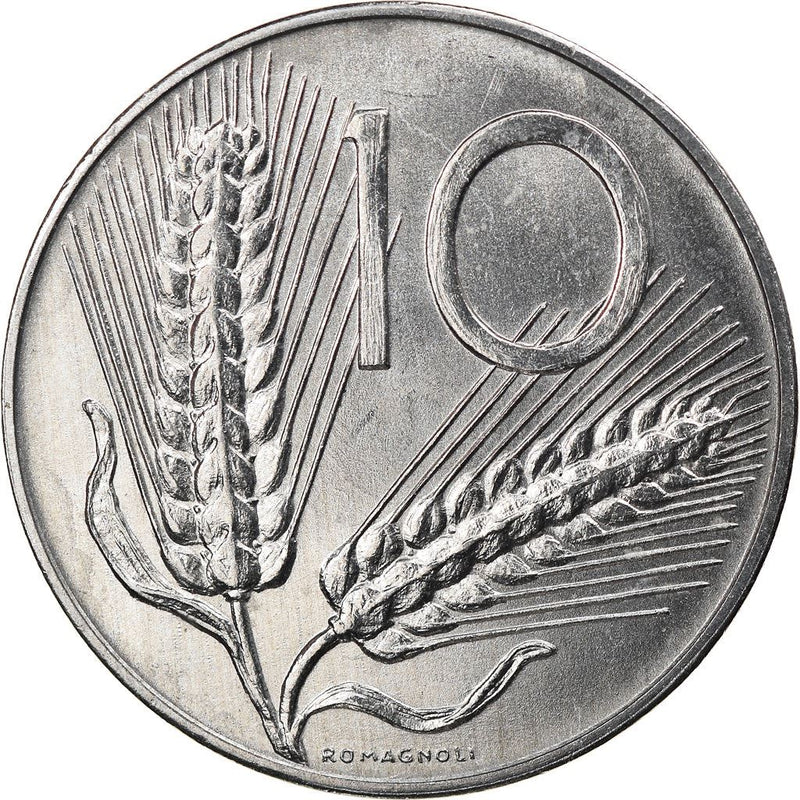 Italy Coin 10 Lire | Plough | Ears of Wheat | KM93 | 1951 - 2001