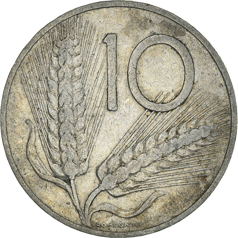 Italy Coin 10 Lire | Plough | Ears of Wheat | KM93 | 1951 - 2001