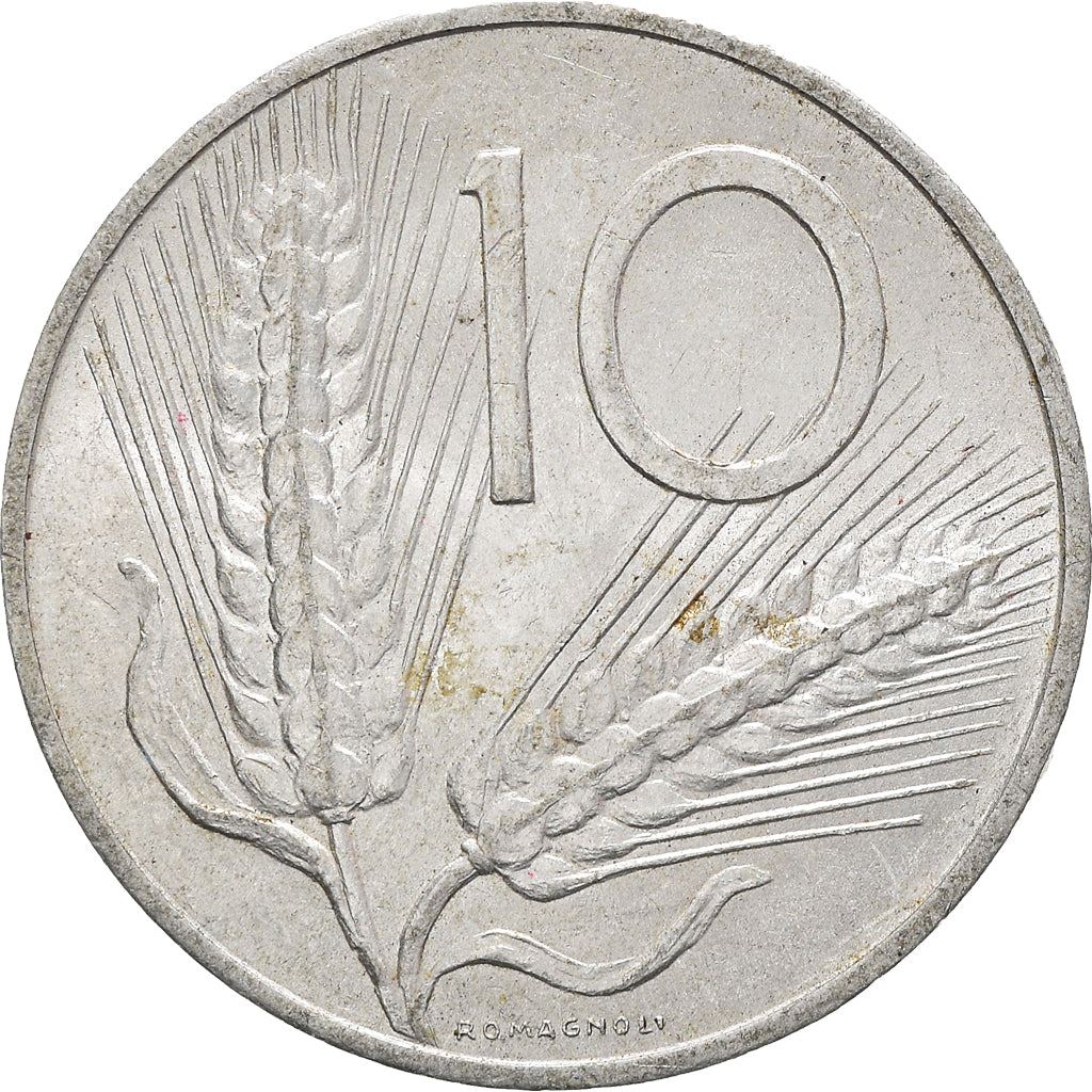 Italy Coin 10 Lire | Plough | Ears of Wheat | KM93 | 1951 - 2001