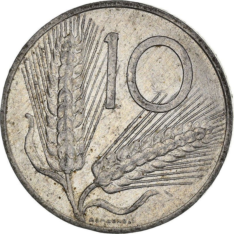 Italy Coin 10 Lire | Plough | Ears of Wheat | KM93 | 1951 - 2001