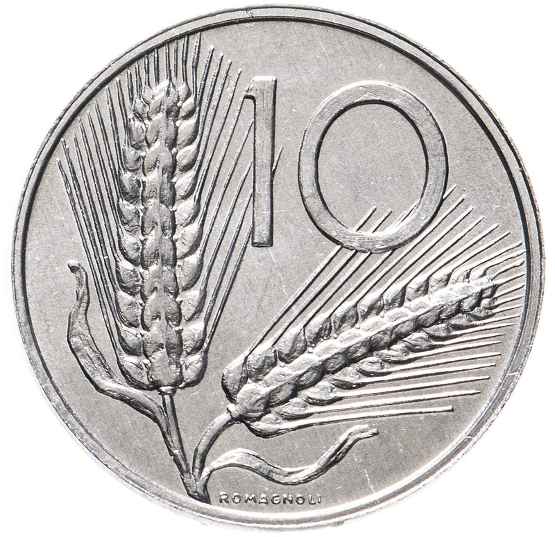 Italy Coin 10 Lire | Plough | Ears of Wheat | KM93 | 1951 - 2001