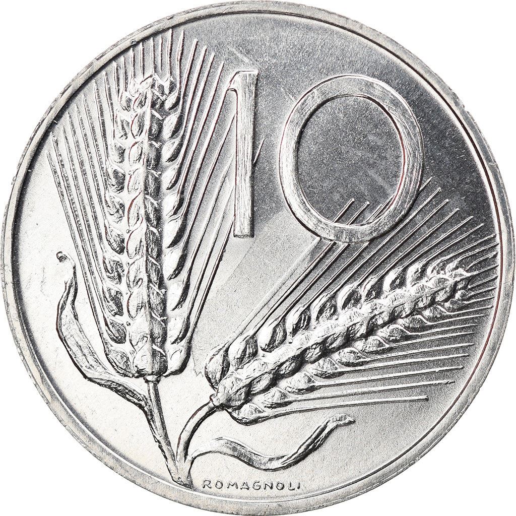 Italy Coin 10 Lire | Plough | Ears of Wheat | KM93 | 1951 - 2001