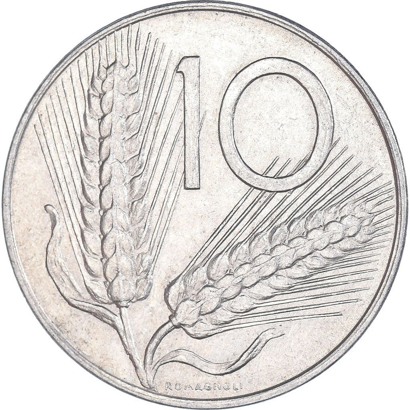 Italy Coin 10 Lire | Plough | Ears of Wheat | KM93 | 1951 - 2001