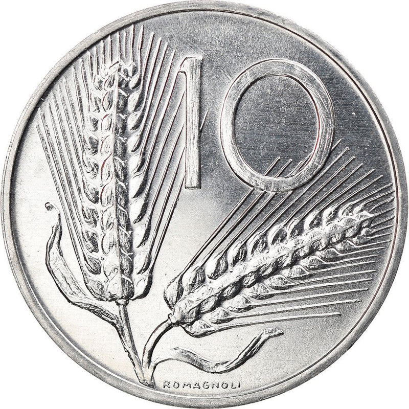 Italy Coin 10 Lire | Plough | Ears of Wheat | KM93 | 1951 - 2001