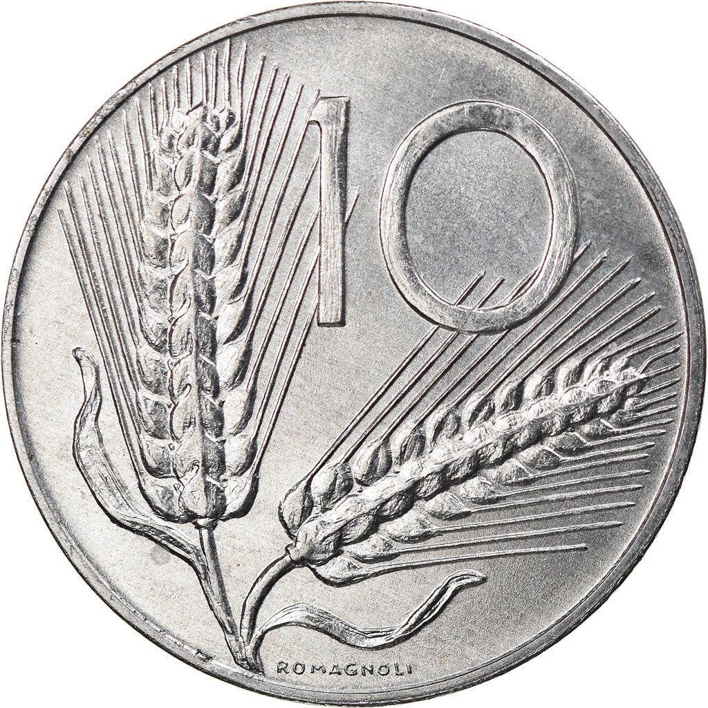 Italy Coin 10 Lire | Plough | Ears of Wheat | KM93 | 1951 - 2001