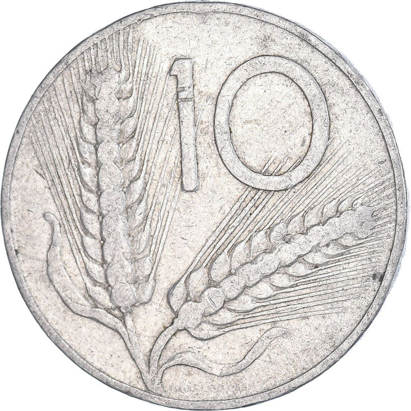 Italy Coin 10 Lire | Plough | Ears of Wheat | KM93 | 1951 - 2001