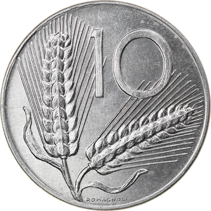 Italy Coin 10 Lire | Plough | Ears of Wheat | KM93 | 1951 - 2001