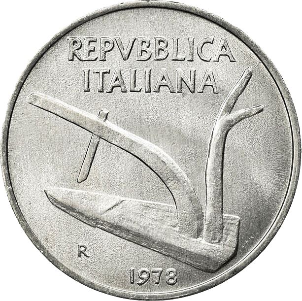 Italy Coin 10 Lire | Plough | Ears of Wheat | KM93 | 1951 - 2001