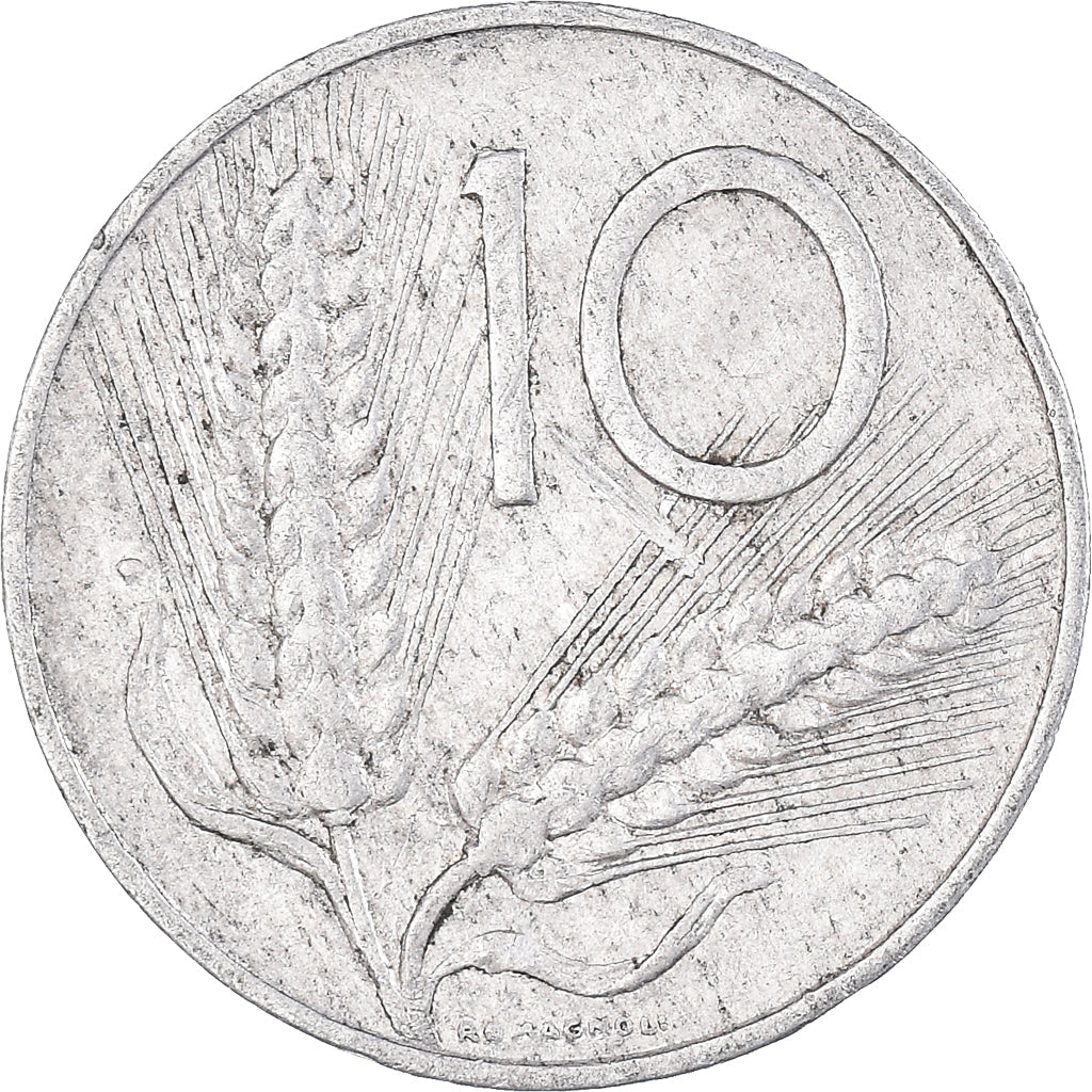 Italy Coin 10 Lire | Plough | Ears of Wheat | KM93 | 1951 - 2001