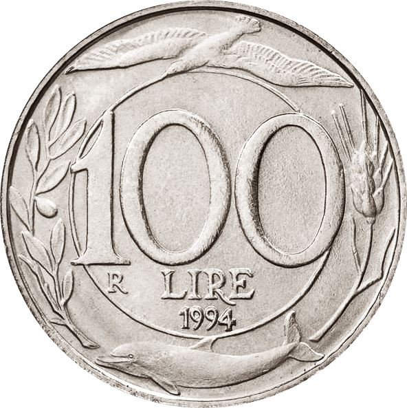 Italy Coin 100 Lire | Bird | Dolphin | Olive Branch | Star | Crown | KM159 | 1993 - 2001