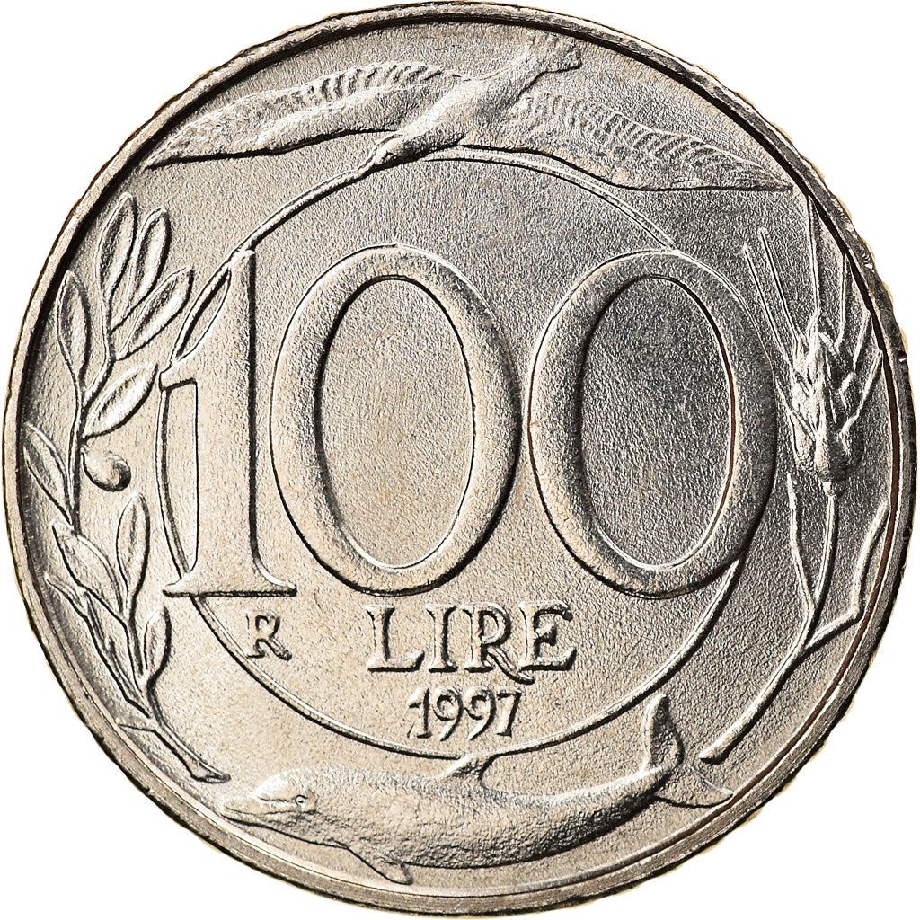 Italy Coin 100 Lire | Bird | Dolphin | Olive Branch | Star | Crown | KM159 | 1993 - 2001