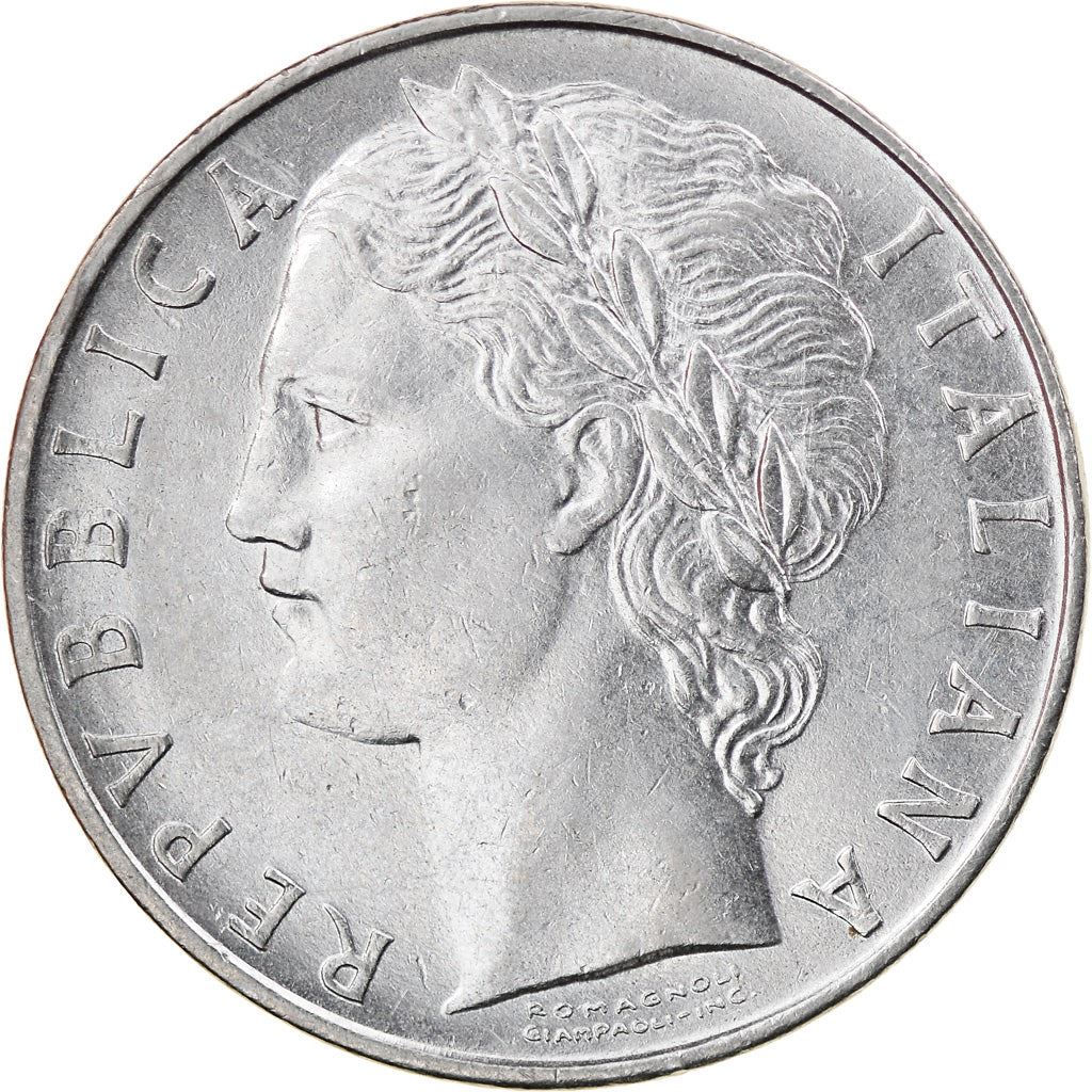 Italy Coin 100 Lire large type | Goddess Minerva | Long Spear | Tree | KM96.1 | 1955 - 1989