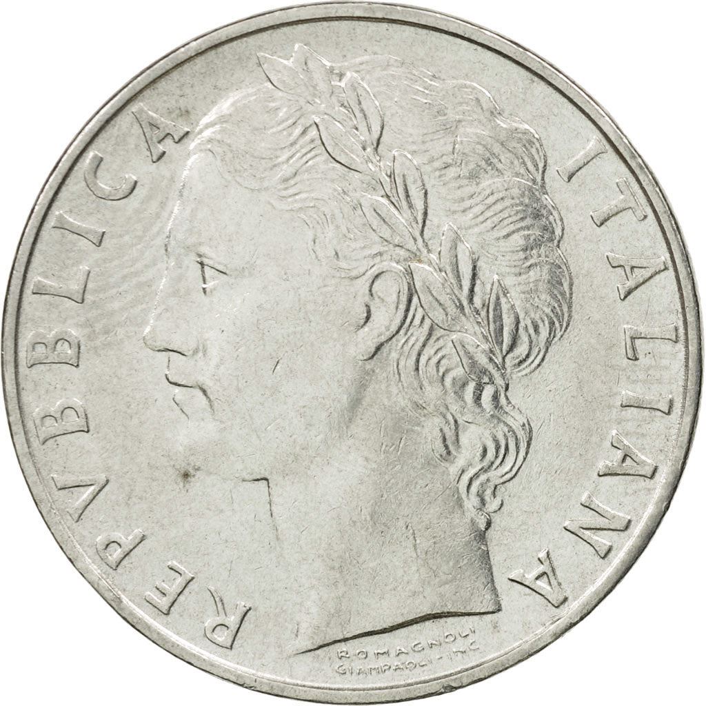 Italy Coin 100 Lire large type | Goddess Minerva | Long Spear | Tree | KM96.1 | 1955 - 1989