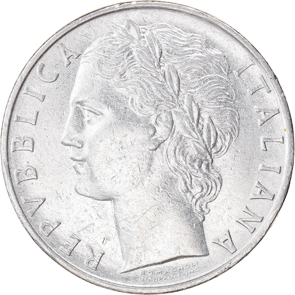 Italy Coin 100 Lire large type | Goddess Minerva | Long Spear | Tree | KM96.1 | 1955 - 1989