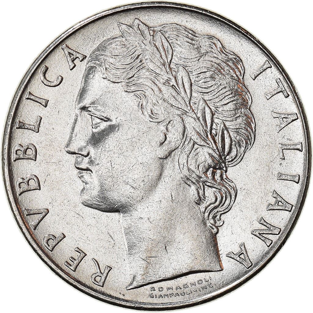 Italy Coin 100 Lire large type | Goddess Minerva | Long Spear | Tree | KM96.1 | 1955 - 1989