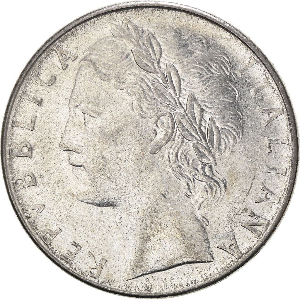 Italy Coin 100 Lire large type | Goddess Minerva | Long Spear | Tree | KM96.1 | 1955 - 1989