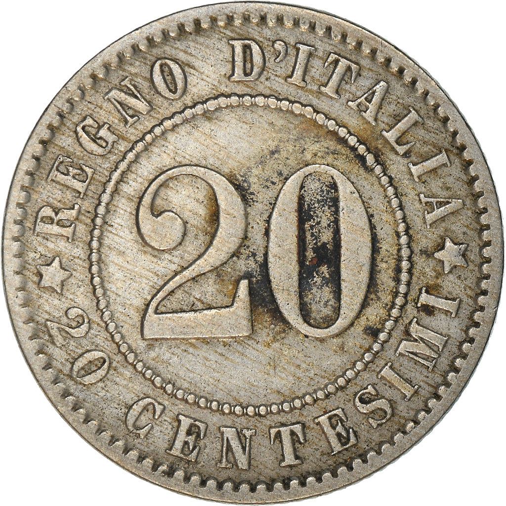 Italy Coin 20 Centesimi - Umberto I | Star of Italy | Oak Branch | KM28.1 | 1894 - 1895