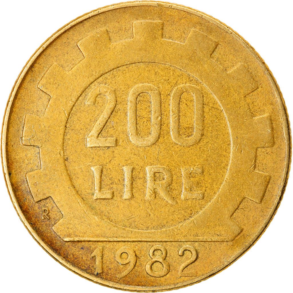 Italy Coin 200 Lire | Libertine | Gear | KM105 | 1977 - 2001