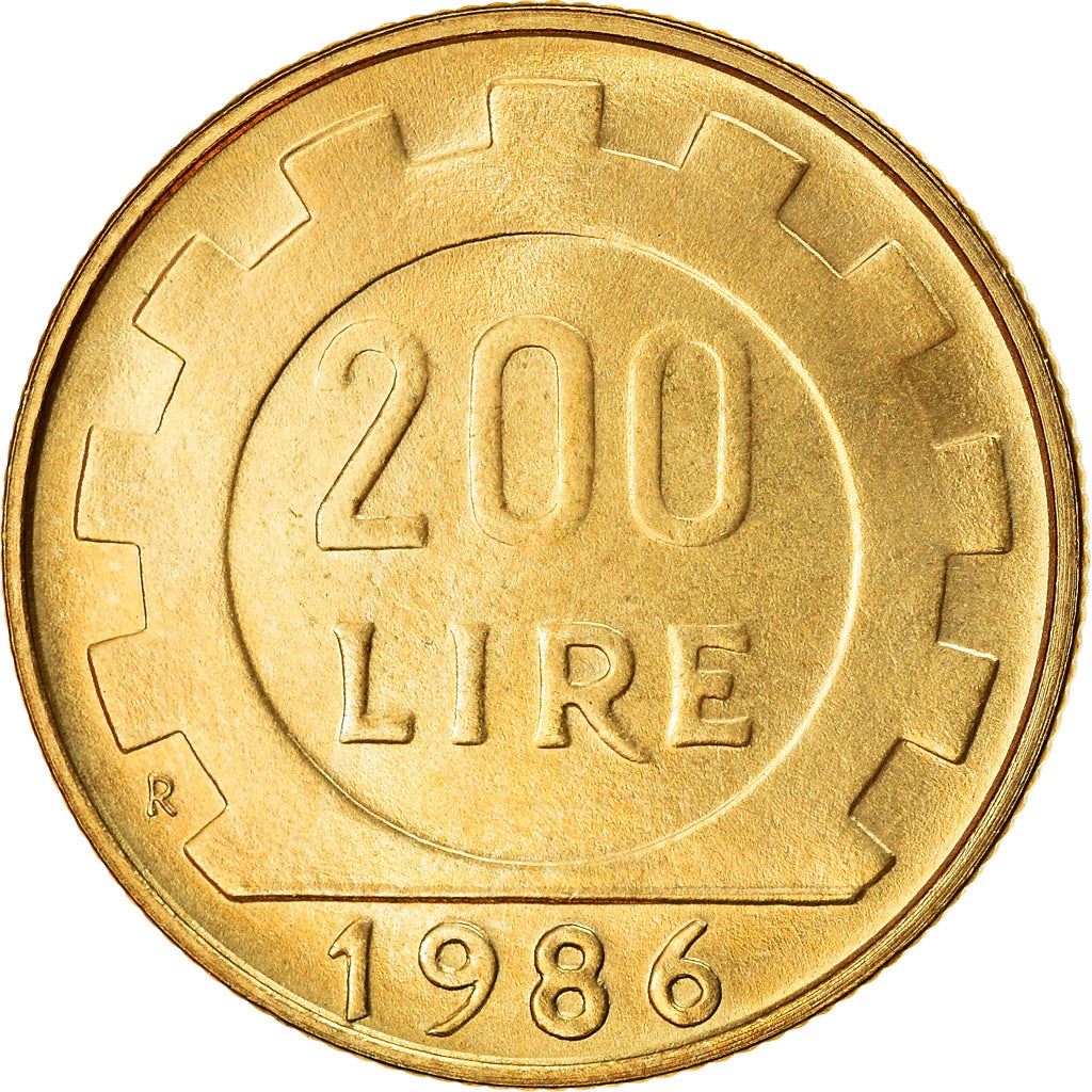 Italy Coin 200 Lire | Libertine | Gear | KM105 | 1977 - 2001