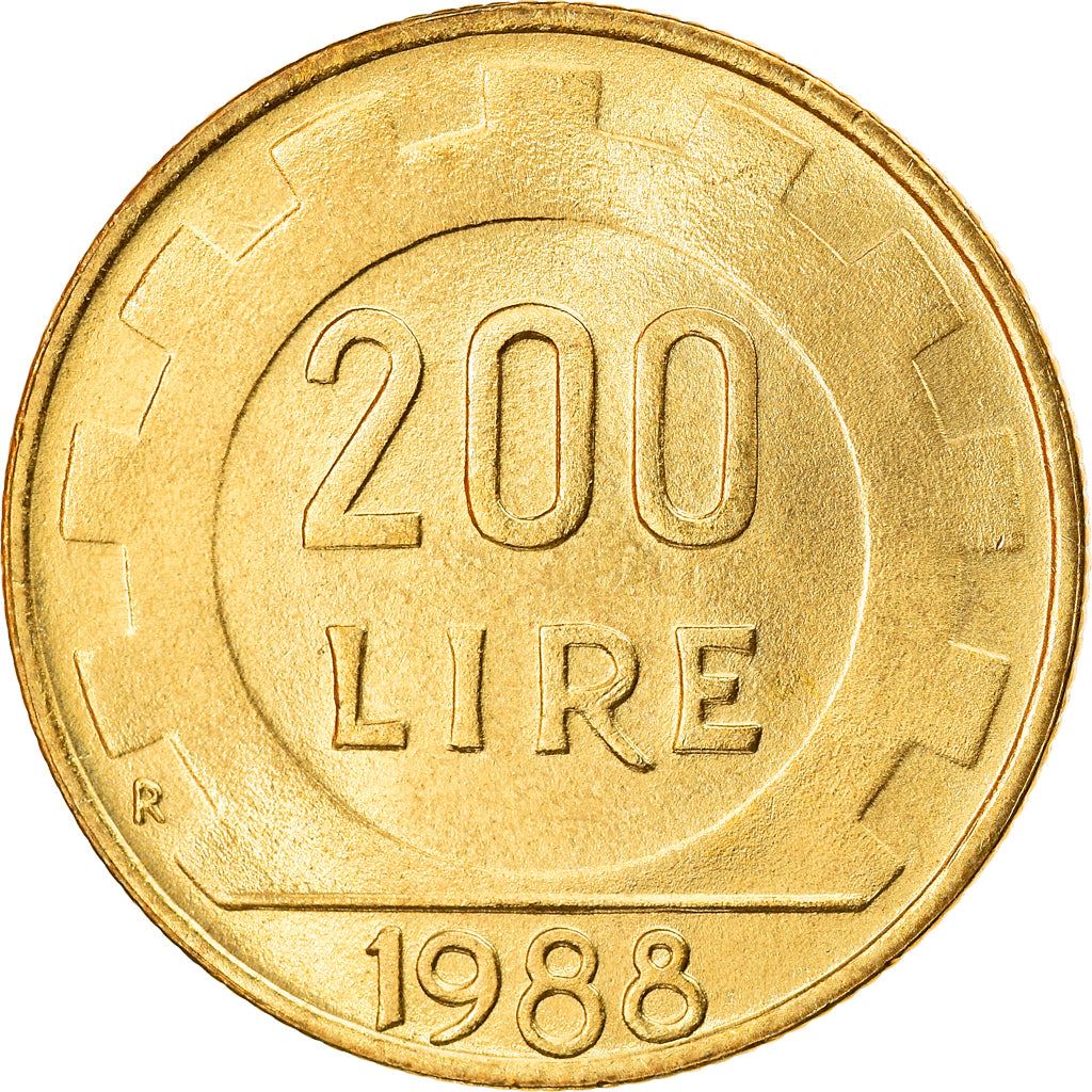 Italy Coin 200 Lire | Libertine | Gear | KM105 | 1977 - 2001