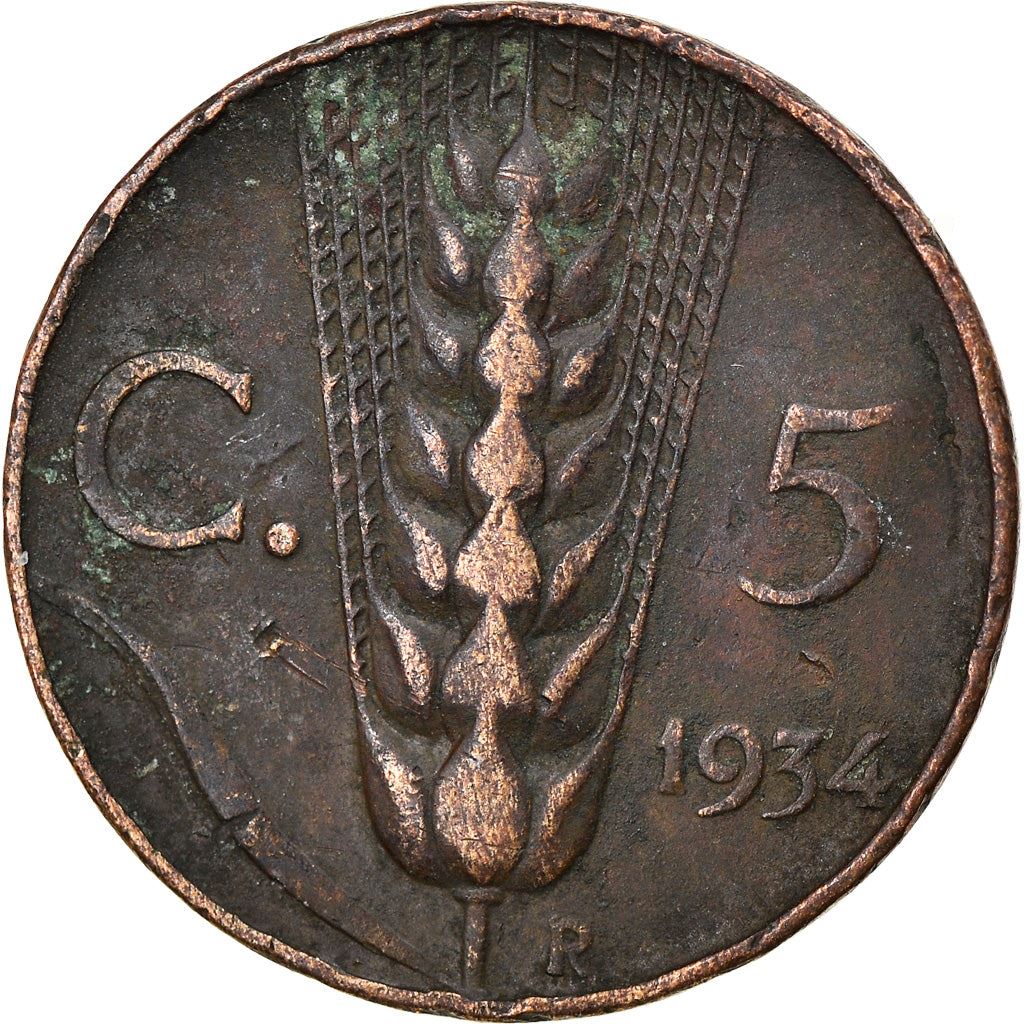 Italy Coin 5 Centesimi - Vittorio Emanuele III | Ear of Wheat | KM59 | 1919 - 1937