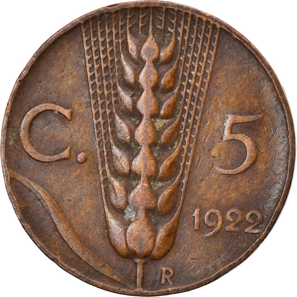 Italy Coin 5 Centesimi - Vittorio Emanuele III | Ear of Wheat | KM59 | 1919 - 1937