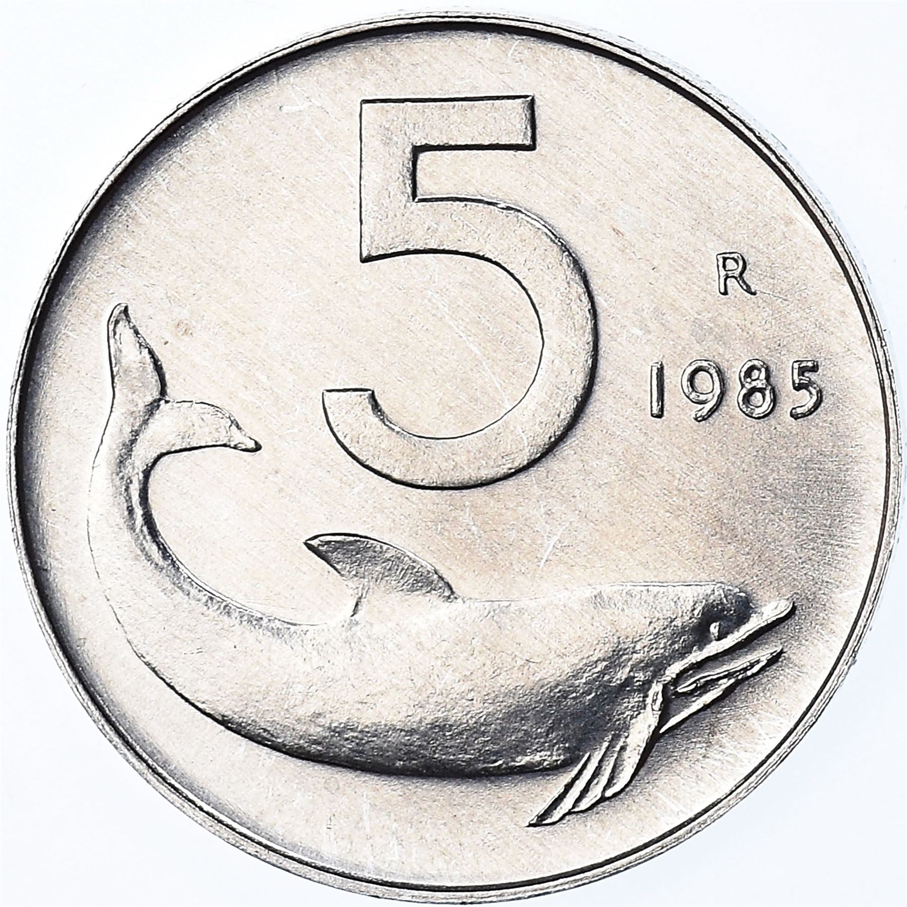 Italy Coin 5 Lire | Ship Rudder | Dolphin | KM92 | 1951 - 2001