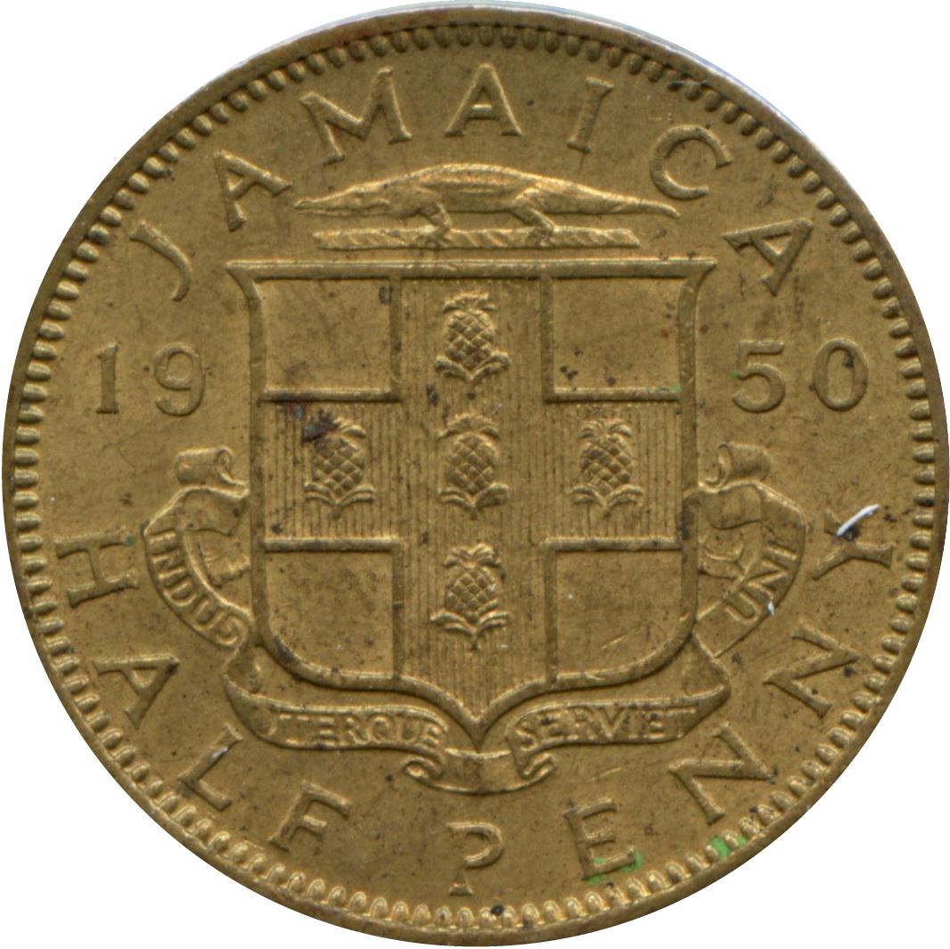 Jamaica 1/2 Penny Coin | King George VI | KM34 | 1950 - 1952