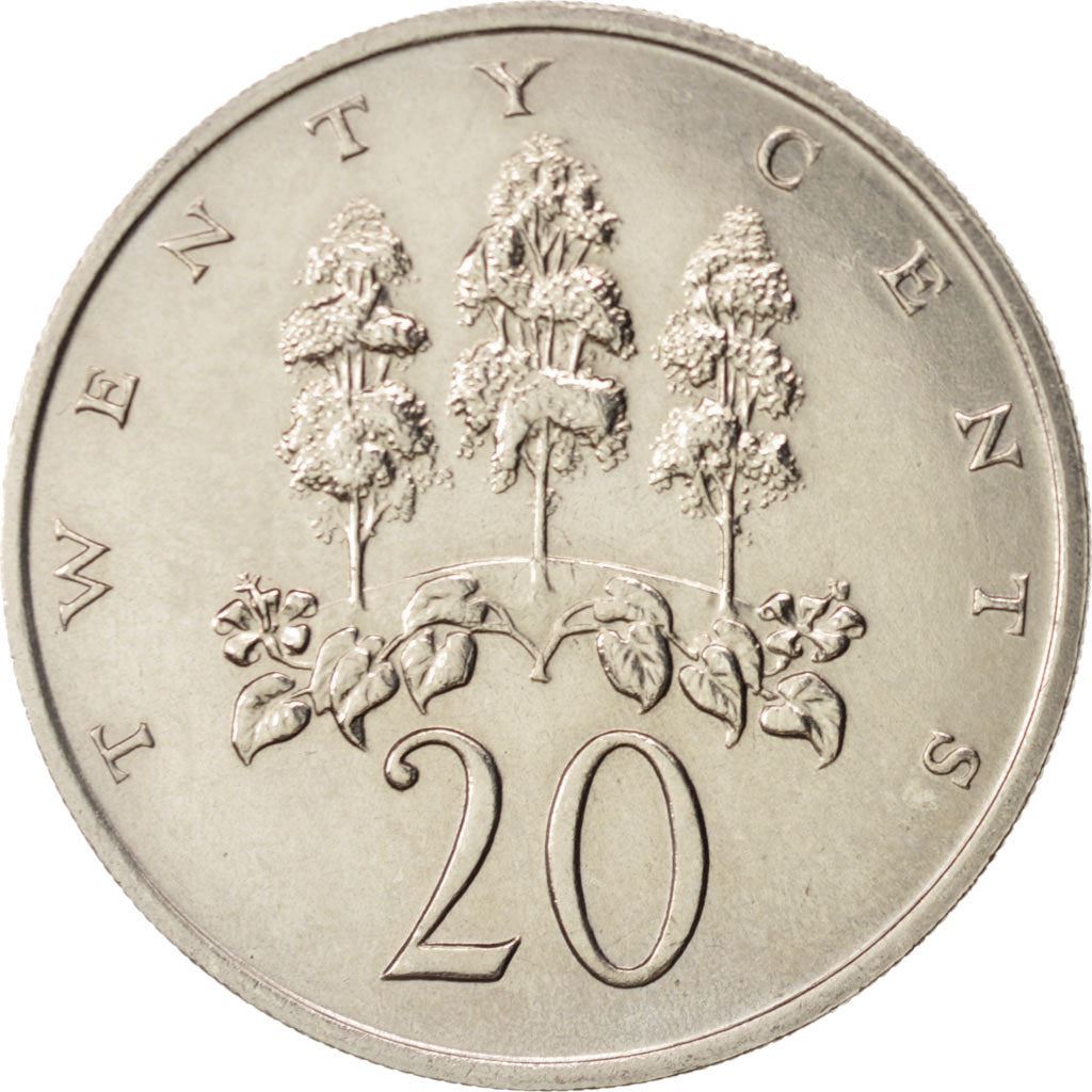 Jamaica | 20 Cents Coin | Mahoe trees | Km:48 | 1969 - 1990