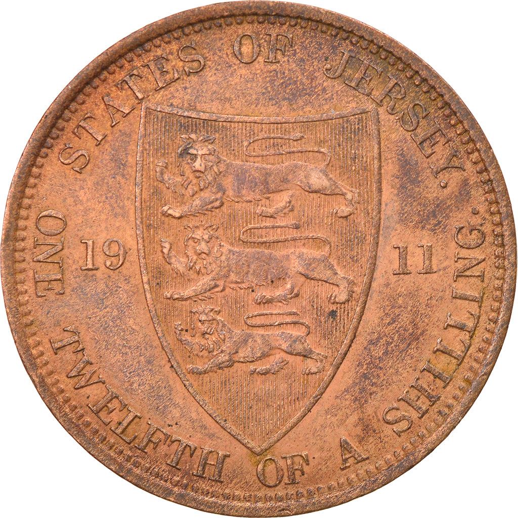 Jersey 1/12 Shilling Coin | King George V | Shield | KM12 | 1911 - 1923