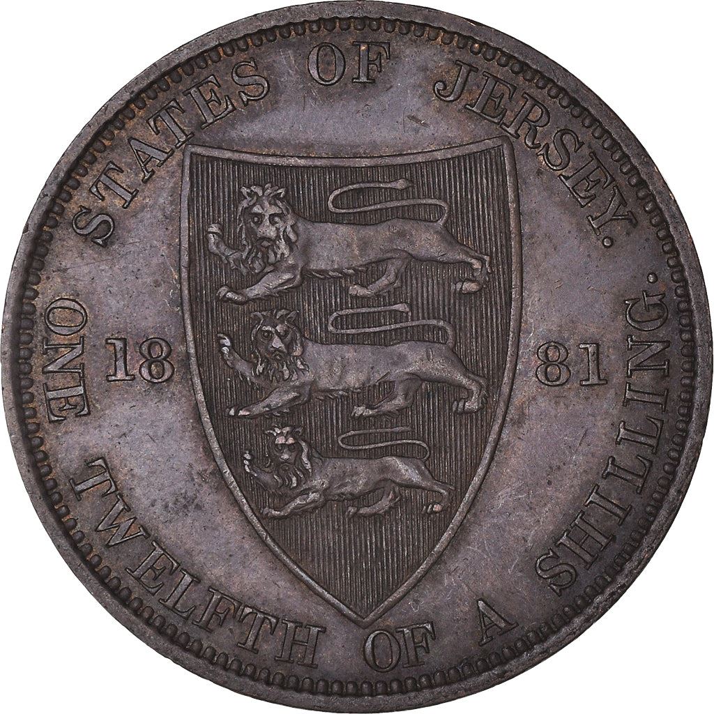 Jersey 1/12 Shilling Coin | Victoria | Lions | Shield | KM8 | 1877 - 1894